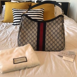 Gucci Canvas Shoulder Hobo Bag